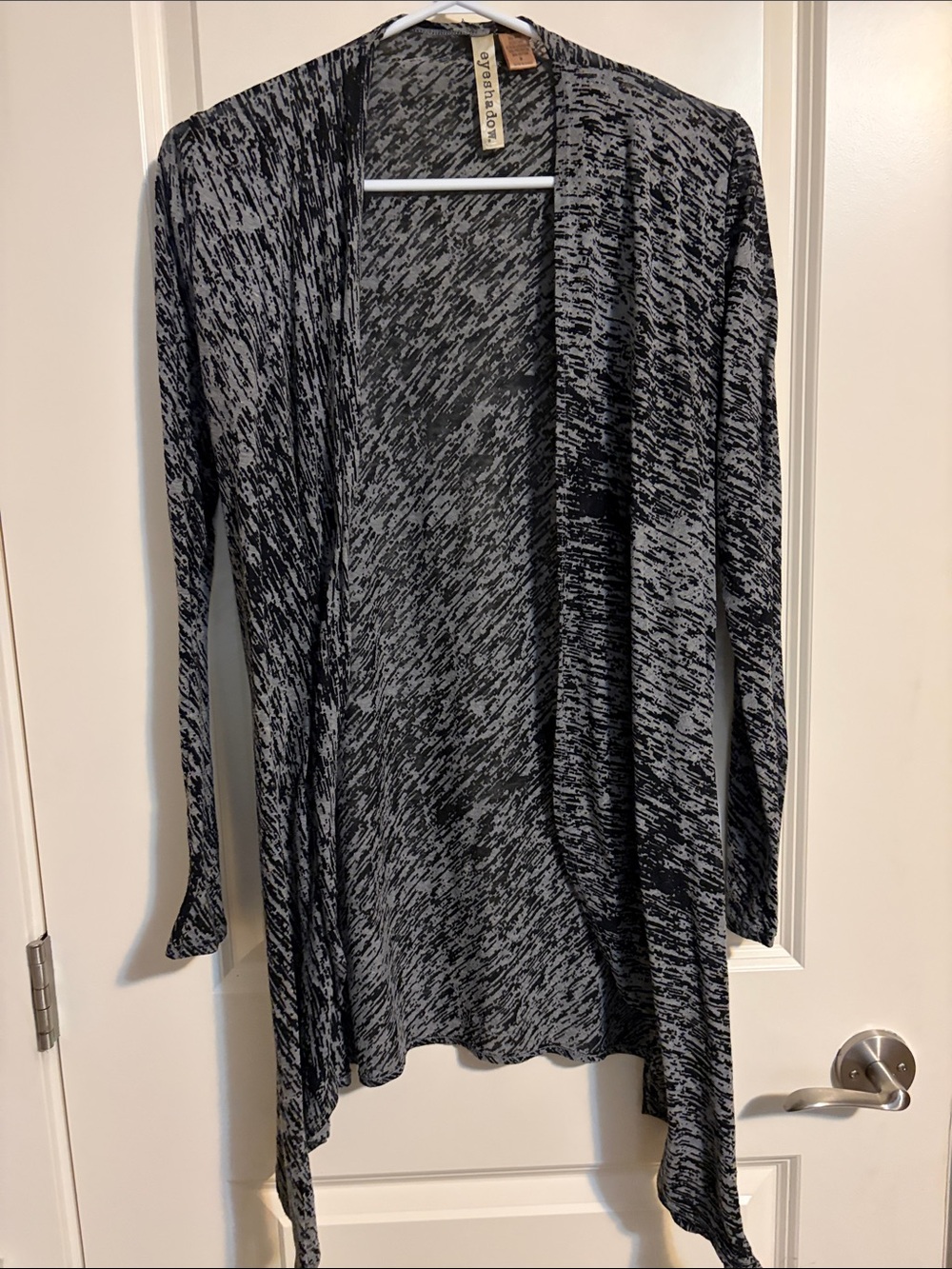 Eyeshadow Black & Gray Open-Front Space-Dye Cardigan